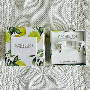 NWT Rachel Zoe Sterling Silver Rectangular Minimalist Earrings